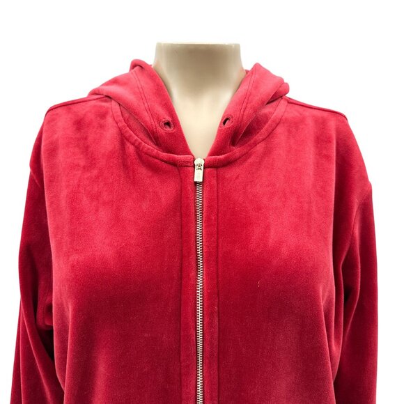 Tommy Bahama Red Velour Hoodie Jacket Full Zip Polyester Womens S - Picture 3 of 10